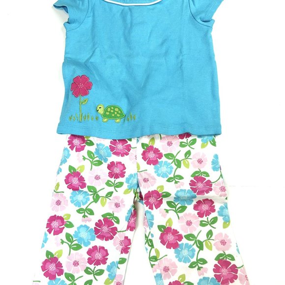 NWT Gymboree Baby Girl Flower Print Capri & Turtle Poppy Flower Tee Size 2T - Picture 1 of 5